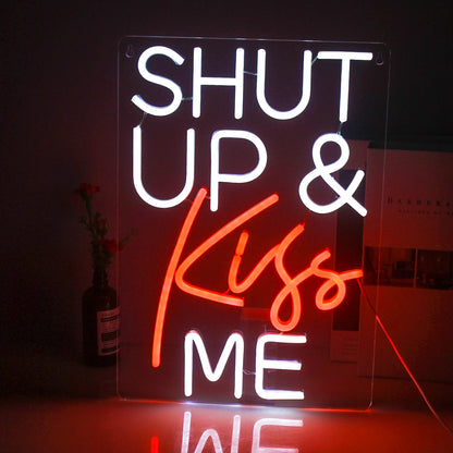 Shut Up Kiss Me 5V Mini USB LED Neon Sign - Budget Friendly