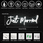 Just Married Wedding – LED-Neonschild (5 V USB)
