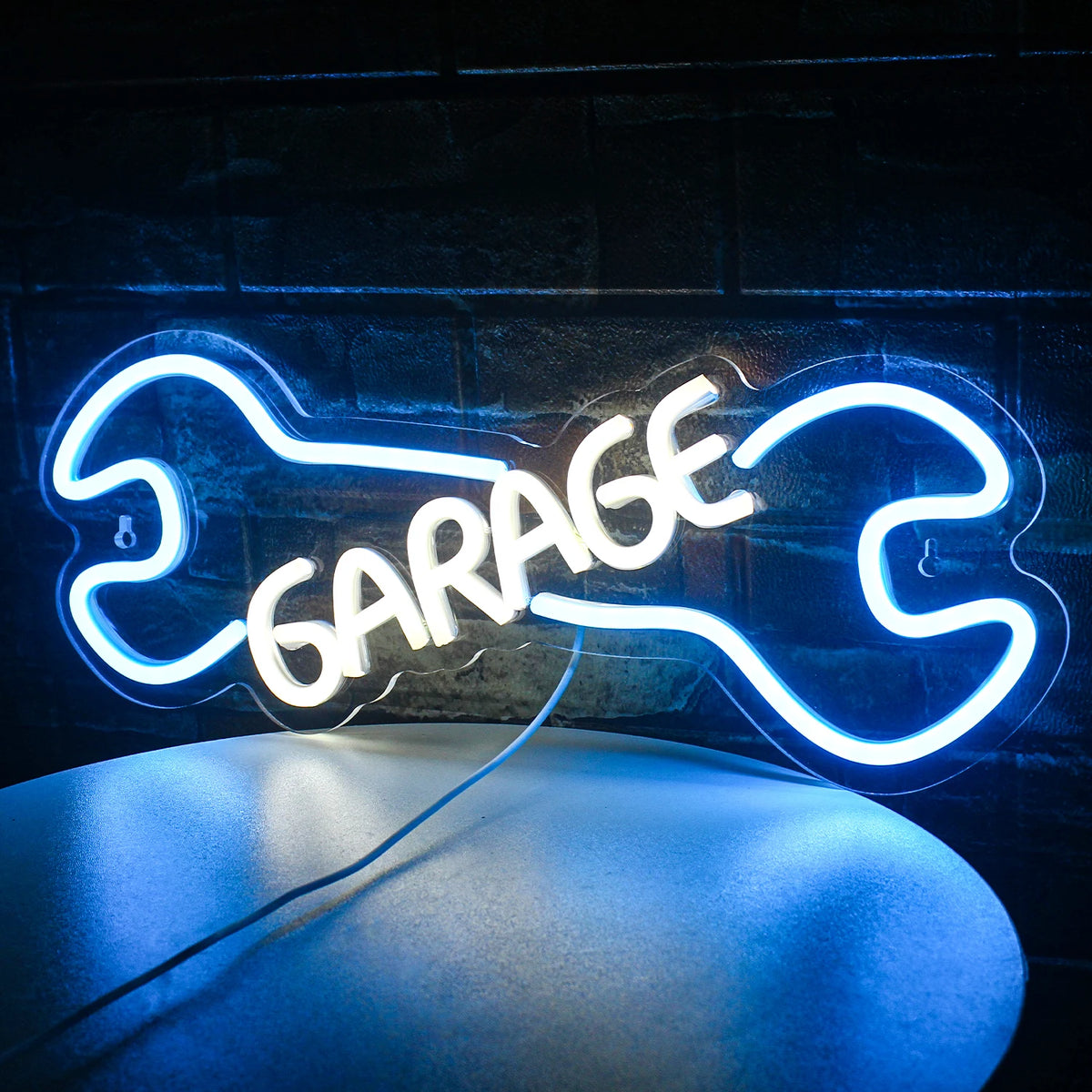 GARAGE – Skruenøgle – LED-neonskilt (5 V USB)