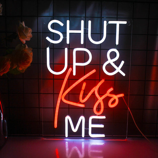 Shut Up Kiss Me 5V Mini USB LED Neon Sign - Budget Friendly