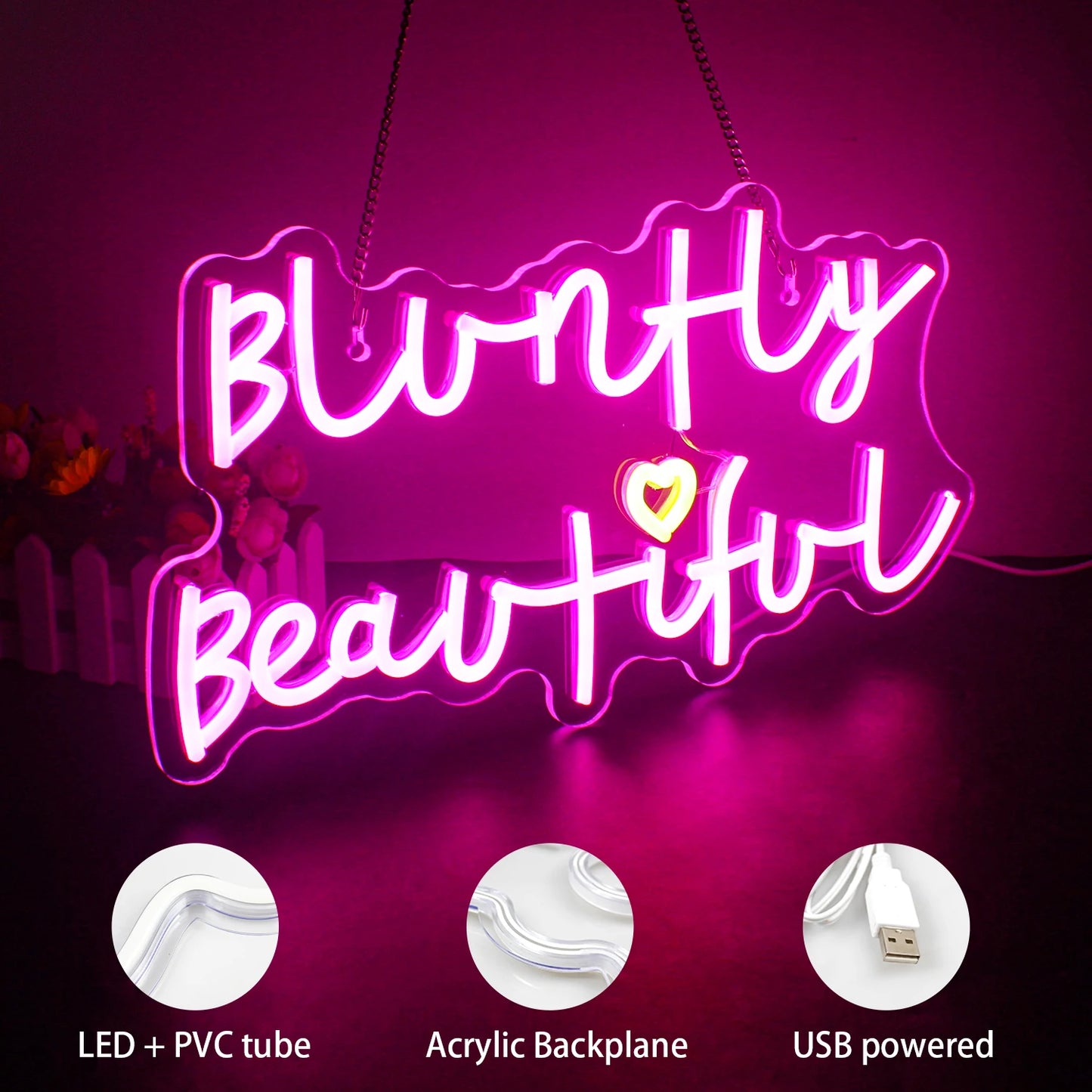 Bluntly Beautiful 5V USB LED Neon Sign - Budget Friendly