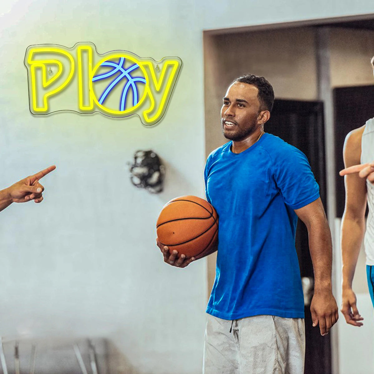 Play – Balón de baloncesto en lugar de la A – rótulo de neón LED (5 V USB)