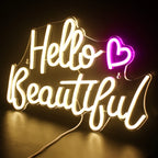 Hello Beautiful – Cœur – enseigne néon LED (5 V USB)
