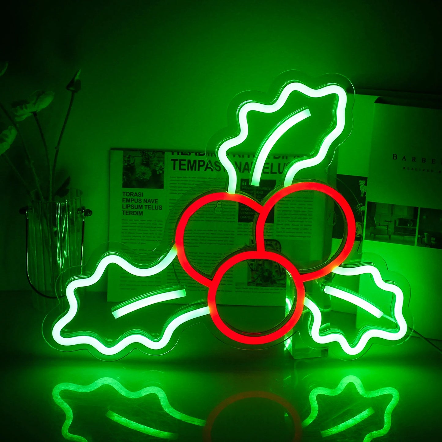 Christmas Decoration Holly Fruit 5V Mini USB LED Neon Sign - Budget Friendly