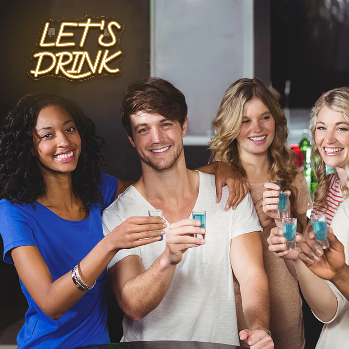 Let's Drink – LED neonová cedule (5 V USB)