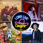 LONG LIVE Cowgirls – Cappello da cowboy – scritta al neon LED (5 V USB)