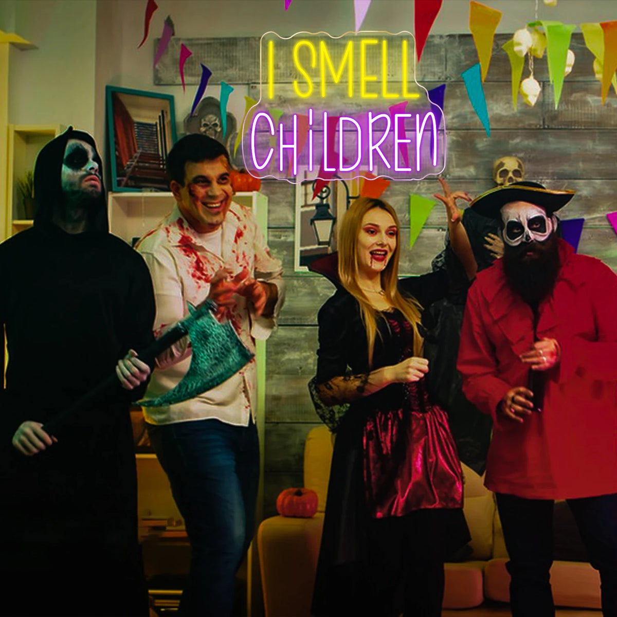 I Smell Children – Décoration de fête d’Halloween – néon LED (5 V USB)