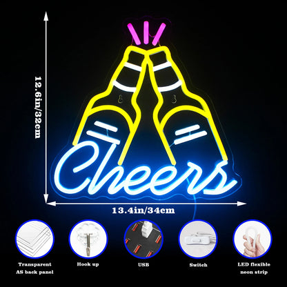 Bar Cheers 5V Mini USB LED Neon Sign - Budget Friendly