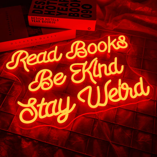 Read Books Be Kind Stay Weird – semn luminos neon LED (5 V USB)