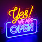 “Yes We Are Open” (правоъгълна рамка) – LED неонова табела (5 V USB)
