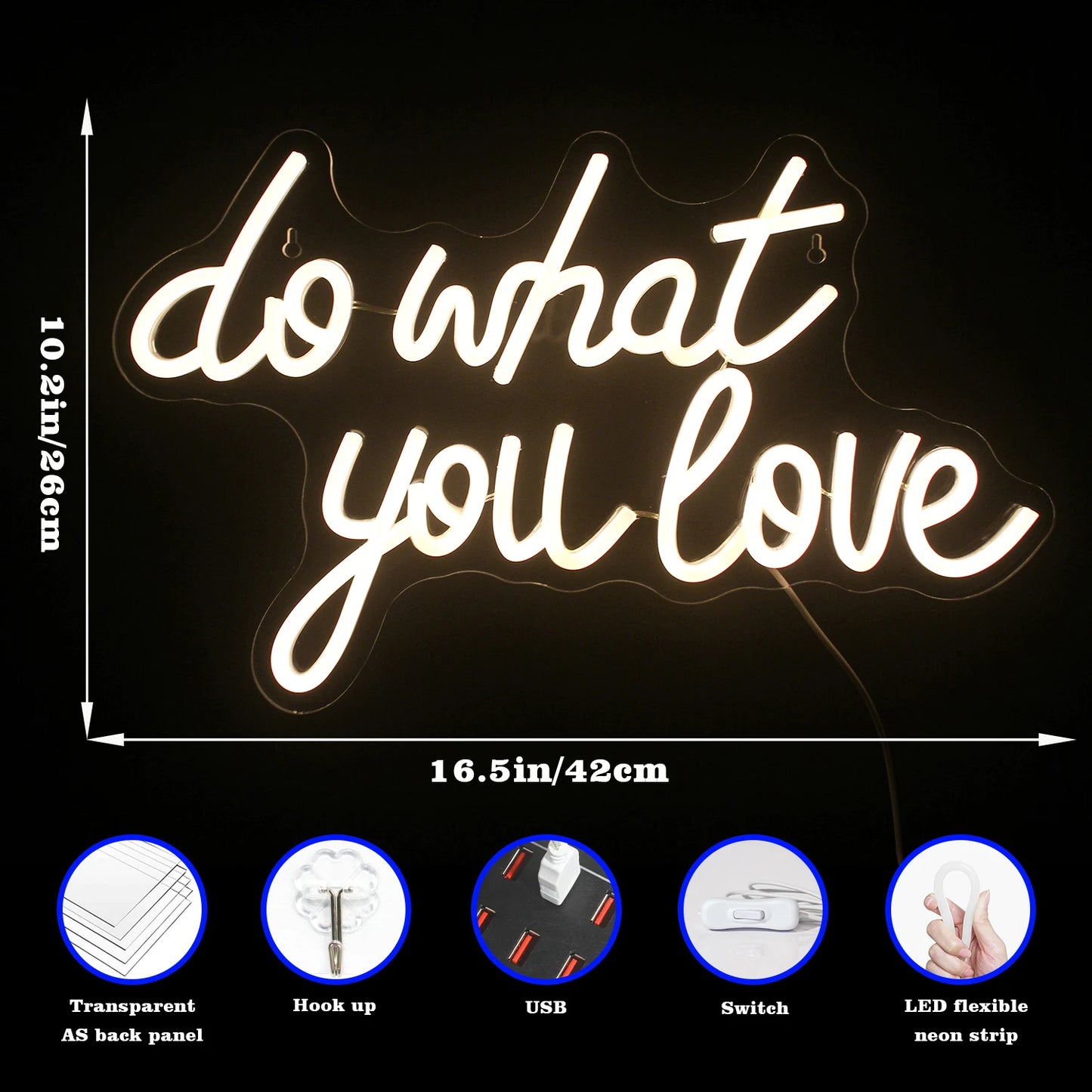 Do What You Love 5V Mini USB  LED Neon Sign - Budget Friendly