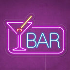 BAR – Koktejlová sklenice a obdélníkový okraj – LED neonová cedule (5 V USB)