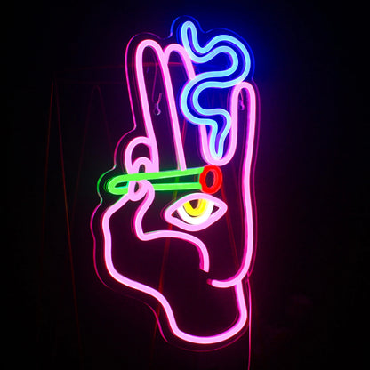 Smoking Hand Eye 5V Mini USB LED Neon Sign - Budget Friendly