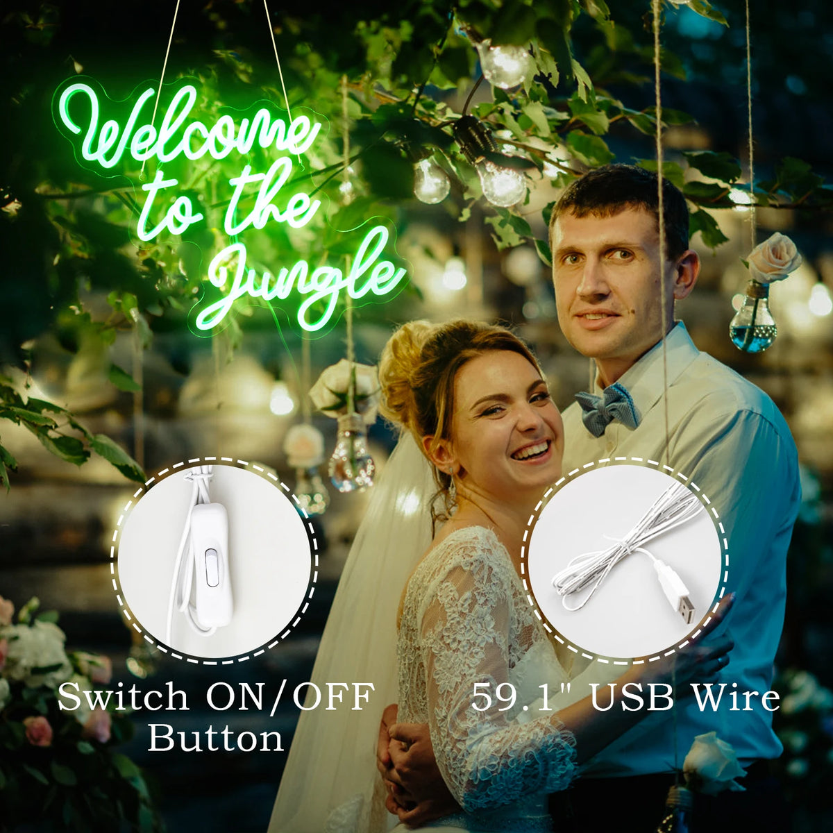 Welcome To The Jungle – LED-neonskilt (5 V USB)