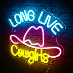LONG LIVE Cowgirls – Cappello da cowboy – scritta al neon LED (5 V USB)