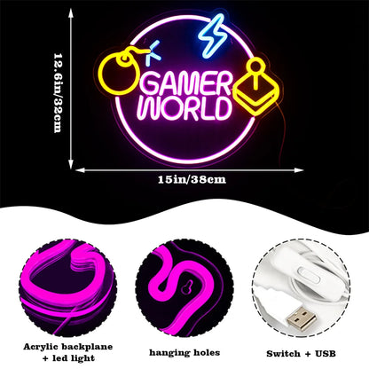 Game World 5V Mini USB LED Neon Sign - Budget Friendly