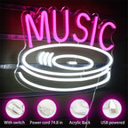 MUSIC – Disco de vinilo – cartel de neón LED (5 V USB)