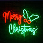 Merry Christmas – Коледни клонки отстрани – LED неонова табела (5 V USB)