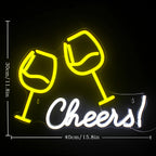 Cheers! – Наздравица с чаши за вино – LED неонова табела (5 V USB)