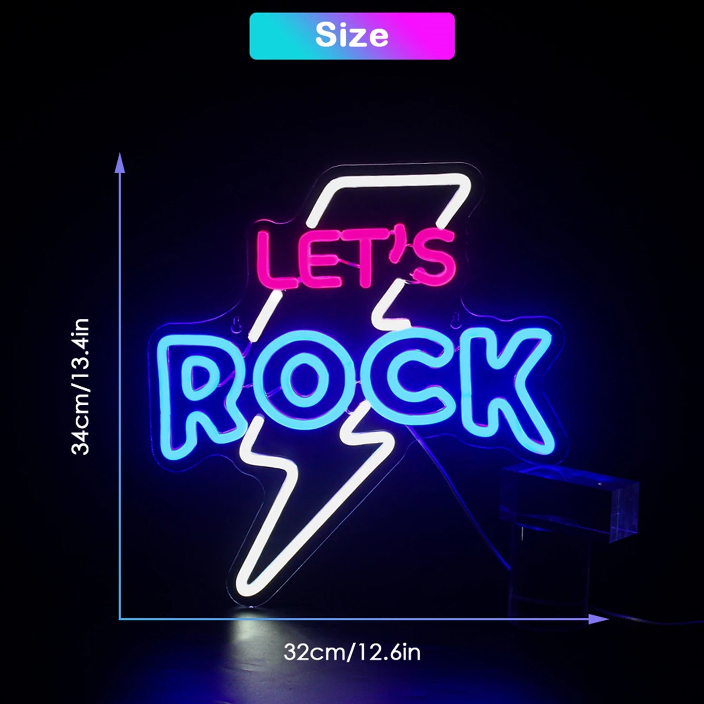 Let's Rock 5V Mini USB LED Neon Sign - Budget Friendly