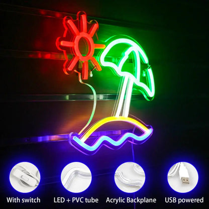 Beach Sun 5V Mini USB LED Neon Sign - Budget Friendly