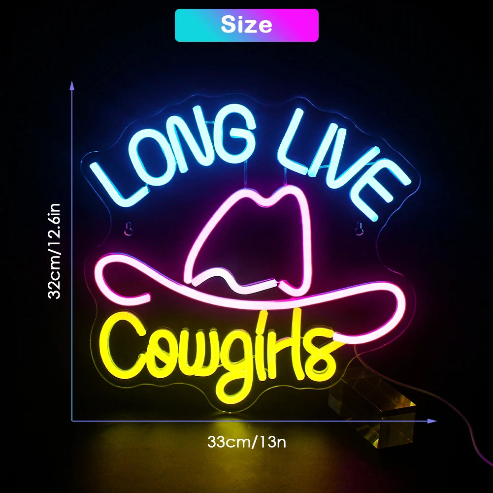 Long Live Cowgirls 5V Mini USB LED Neon Sign - Budget Friendly