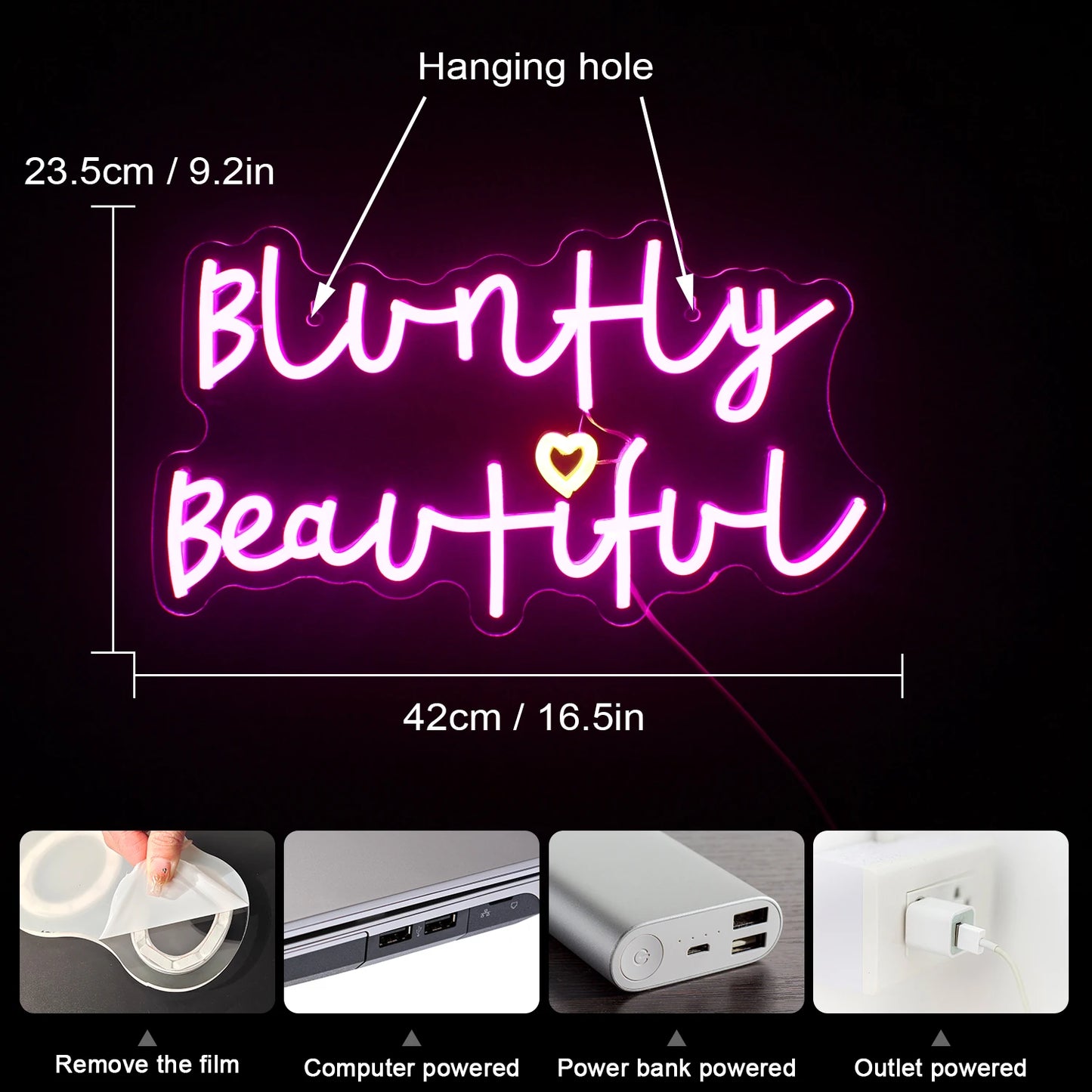 Bluntly Beautiful 5V USB LED Neon Sign - Budget Friendly