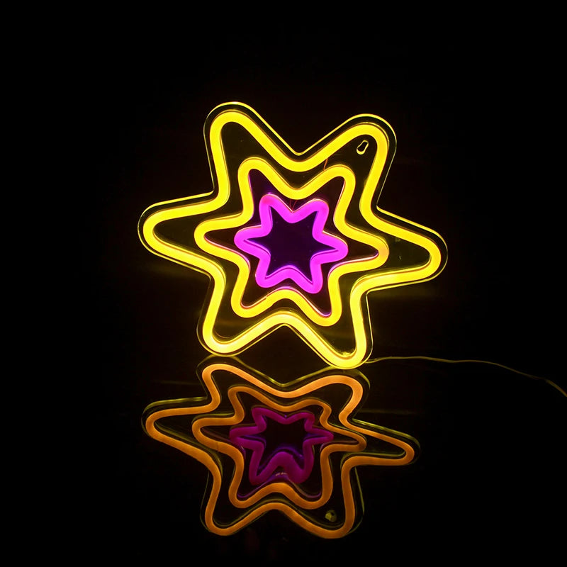 Hexagonal Star 5V Mini USB LED Neon Sign - Budget Friendly