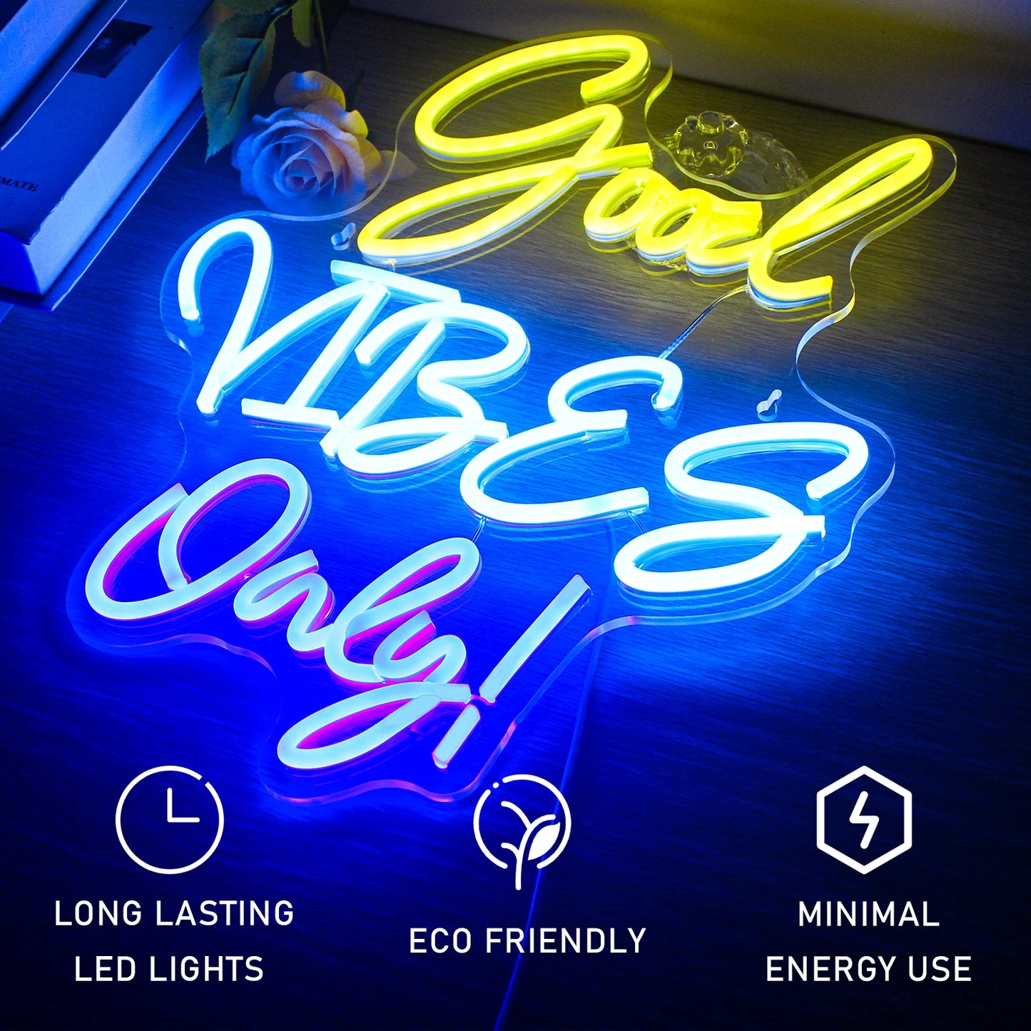 Good Vibes Only 5V Mini USB LED Neon Sign - Budget Friendly