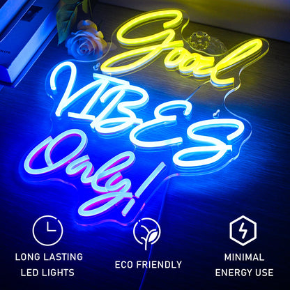 Good Vibes Only 5V Mini USB LED Neon Sign - Budget Friendly