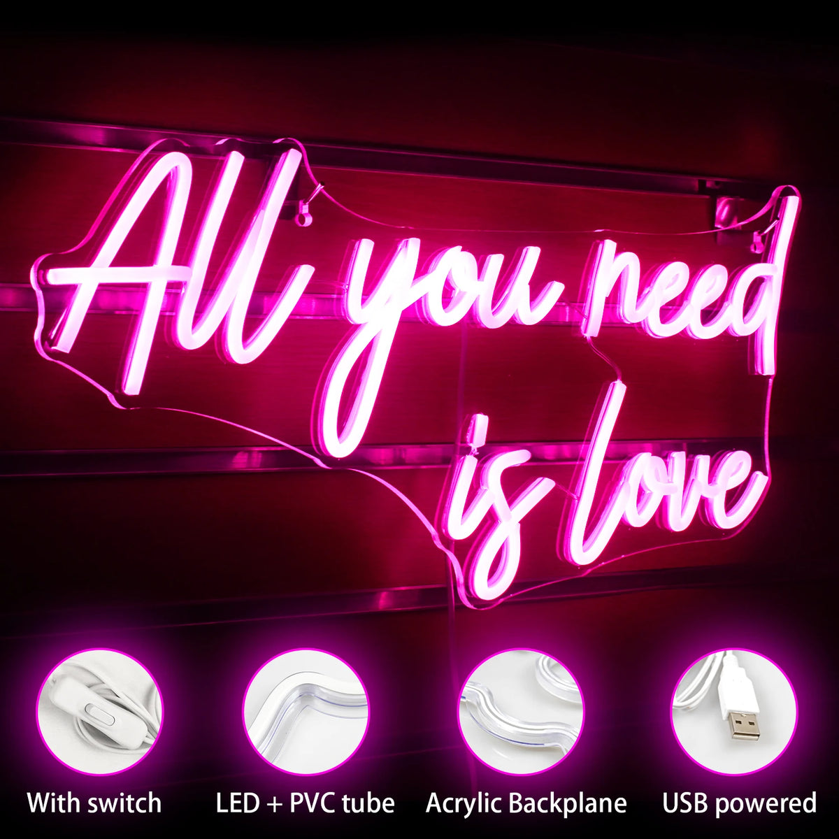 Vše, co potřebuješ, je láska 5V USB LED světelný nápis - Cenově výhodný