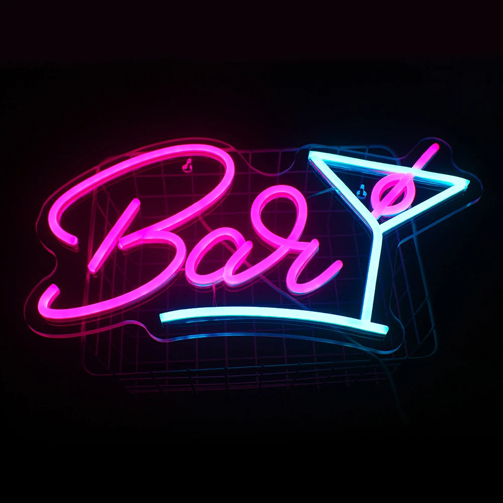Bar – Verre à cocktail – enseigne néon LED (5 V USB)