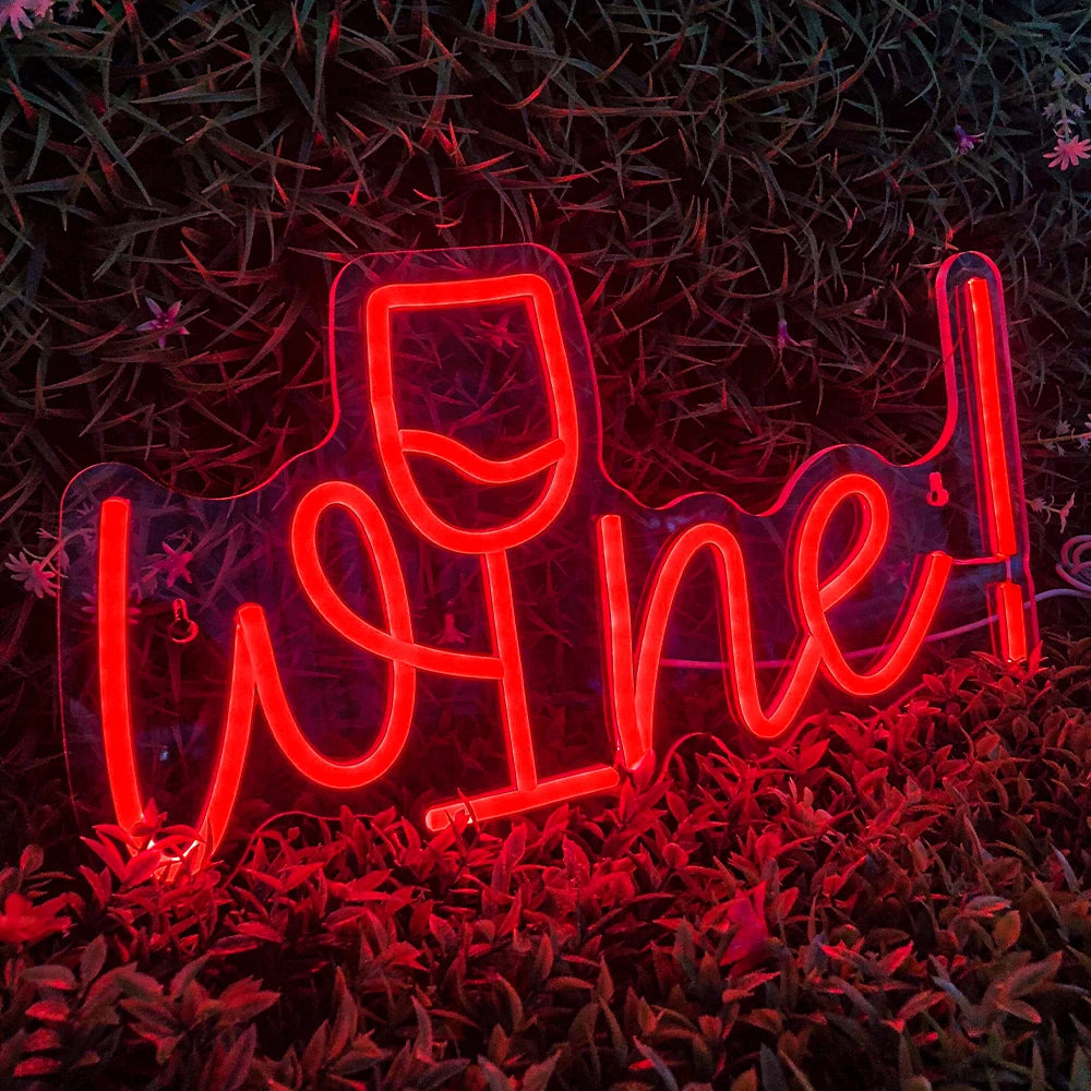 Wine – Verre à vin à la place du i – enseigne néon LED (5 V USB)