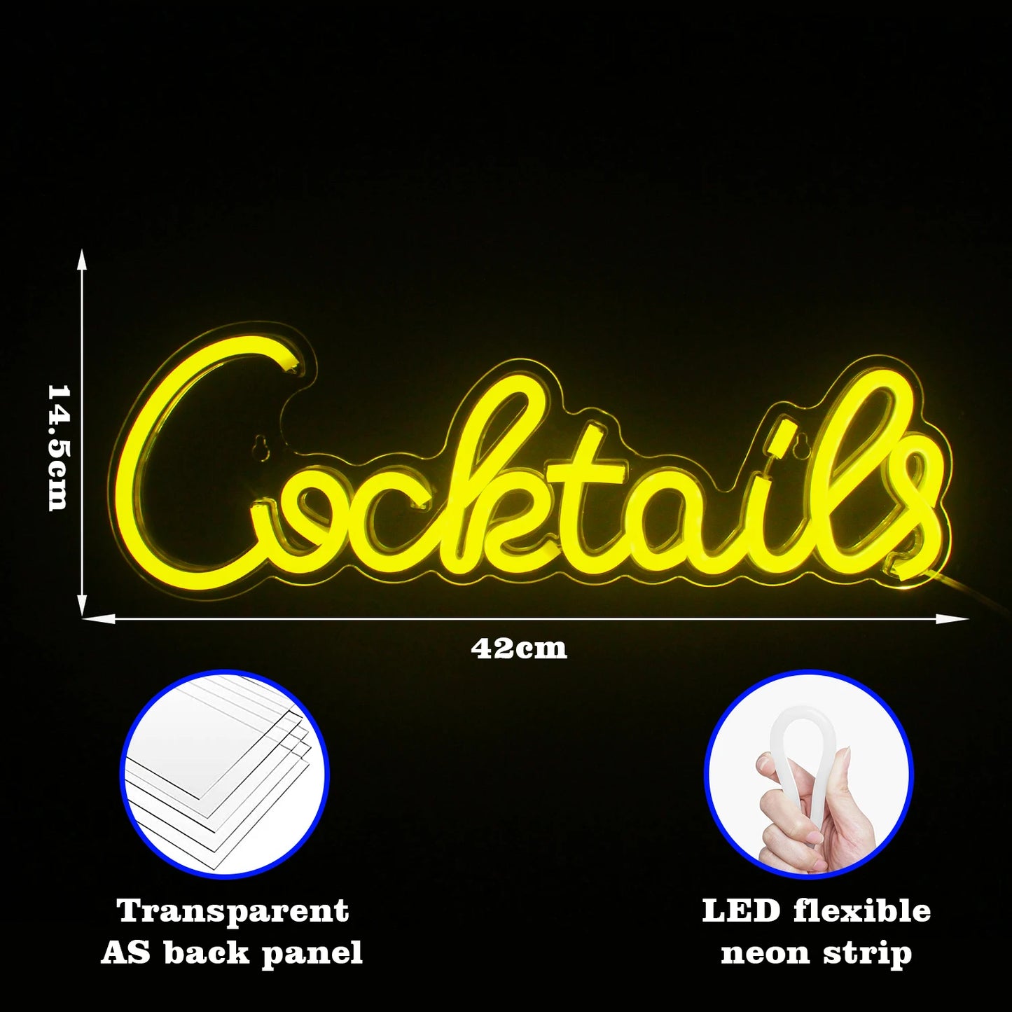 Cocktail 5V Mini USB LED Neon Sign - Budget Friendly