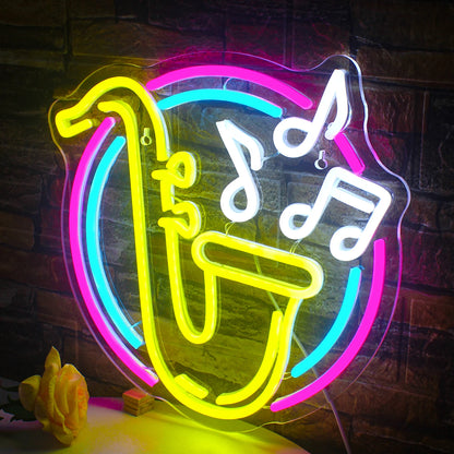 Saxophone 5V Mini USB LED Neon Sign - Budget Friendly