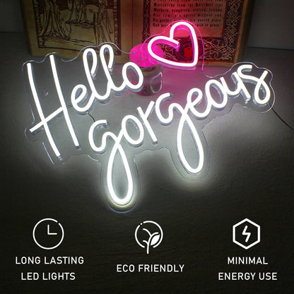 Hello Gorgeous 5V Mini USB  LED Neon Sign - Budget Friendly