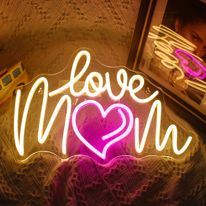 Love Mom 5V Mini USB LED Neon Sign - Budget Friendly