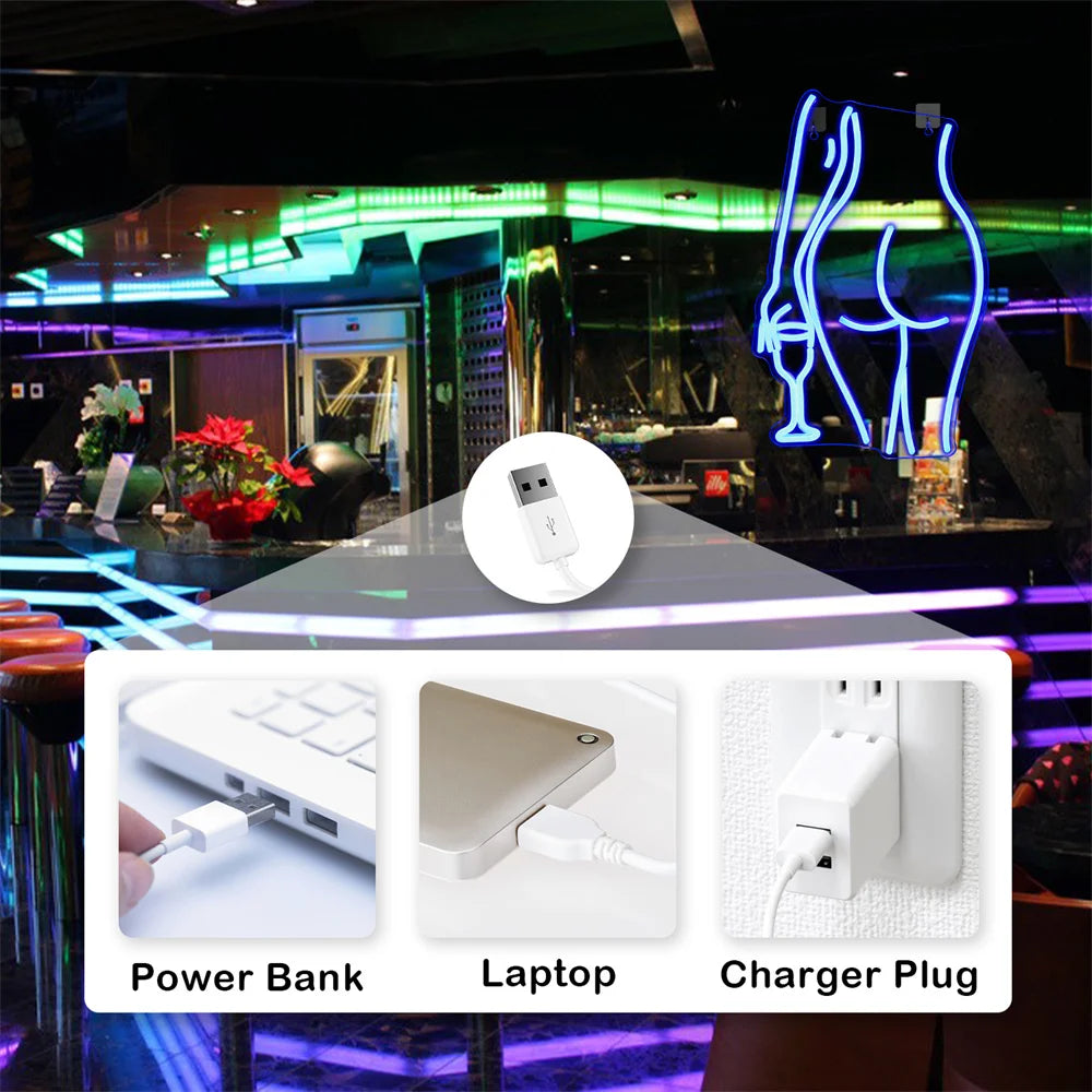 Sexy Lady 5V USB LED Neon Skilt - Prisvenlig