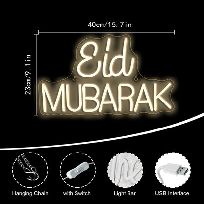 Eid Mubarak 5V Mini USB LED Neon Sign - Budget Friendly