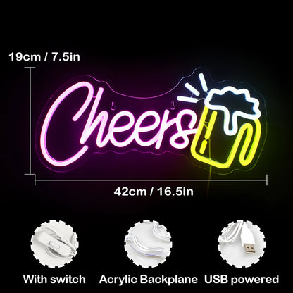 Cheers 5V USB LED Neon Sign - Budget Friendly