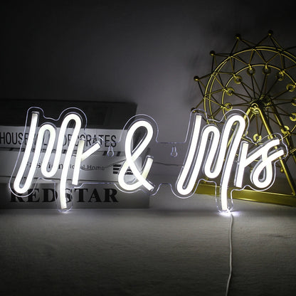 Mr & Mrs 5V Mini USB LED Neon Sign - Budget Friendly