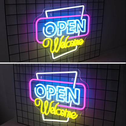 Open Welcome 5V Mini USB LED Neon Sign - Budget Friendly