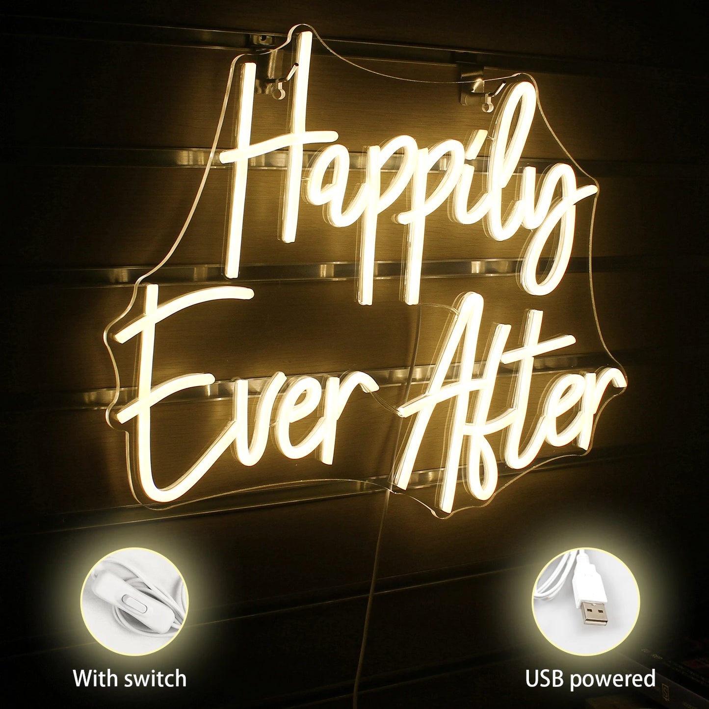 Happily Ever After 5V Mini USB LED Neon Sign - Budget Friendly