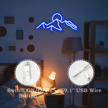 Mountain Sunset 5V Mini USB LED Neon Sign - Budget Friendly