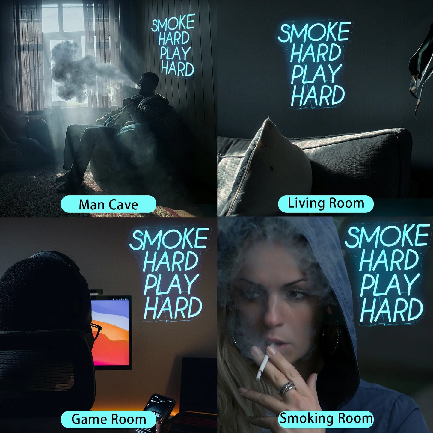 Smoke Hard Play Hard 5V USB LED Neon Sign - Budget Friendly