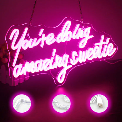 You're Doing Amazing Sweetie 5V Mini USB LED Neon Sign - Budget Friendly