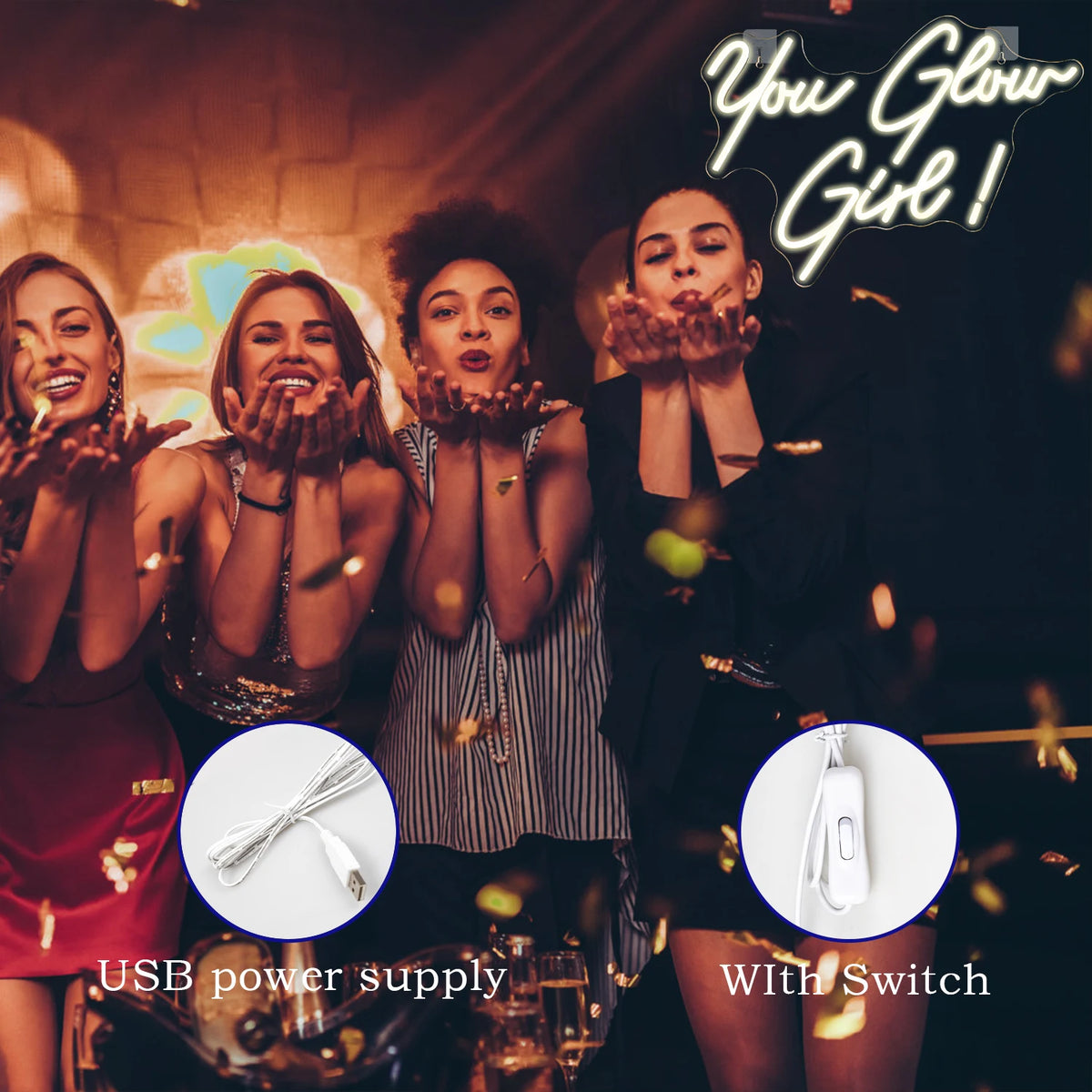 You Glow Girl – LED neónový nápis (5 V USB)