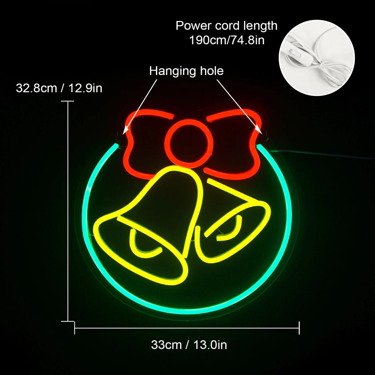 Vianočný zvonček – LED neón (5 V USB)