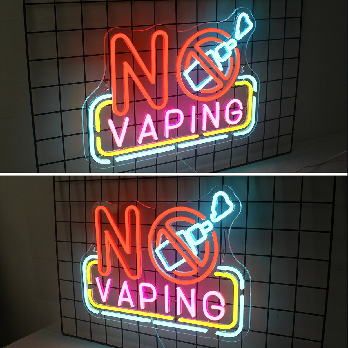 NO VAPING – Διαγραμμένο ηλεκτρονικό τσιγάρο – επιγραφή LED νέον (5 V USB)