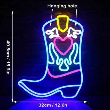 Cowboy Boot 5V Mini USB  LED Neon Sign - Budget-Friendly